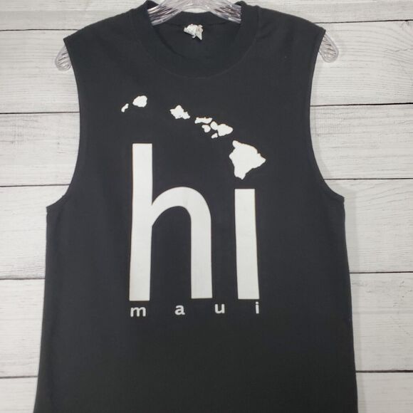 Hawaii Shirt Mens Small Black Sleeveless Tank Maui Surf Island - Picture 4 of 8